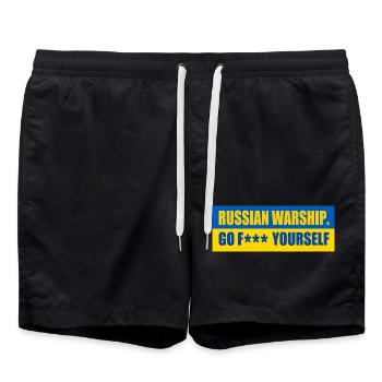 russian warship go f yourself - Badeshorts - Schwarz - Vorne - AI Model Male 185 light (185cm)