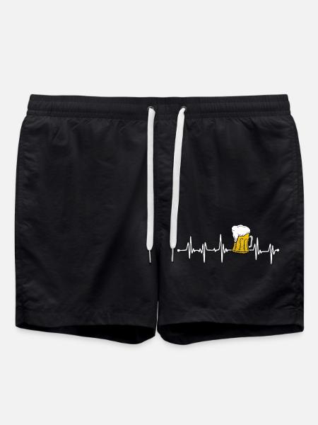 BEER - ECG - Heartbeat - Swim Trunks - black