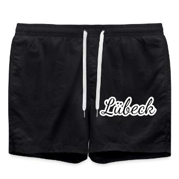 Lübeck - Textdesign mit Stadtnamen - Badeshorts - Schwarz - Vorne - AI Model Male 185 light (185cm)
