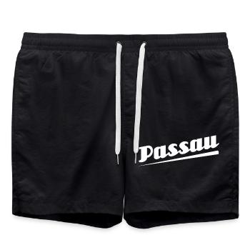 Passau - Textdesign mit Stadtnamen - Badeshorts - Schwarz - Vorne - AI Model Male 185 light (185cm)