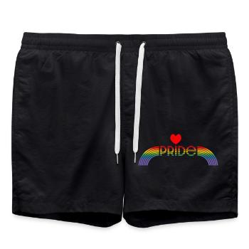 Regenbogen pride rainbow herz - Badeshorts - Schwarz - Vorne - AI Model Male 185 light (185cm)
