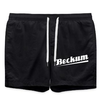 Beckum - Textdesign mit Stadtnamen - Badeshorts - Schwarz - Vorne - AI Model Male 185 light (185cm)