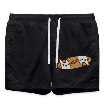 Logo Text Meow Katzen - Badeshorts - Schwarz - Vorne - AI Model Male 185 light (185cm)