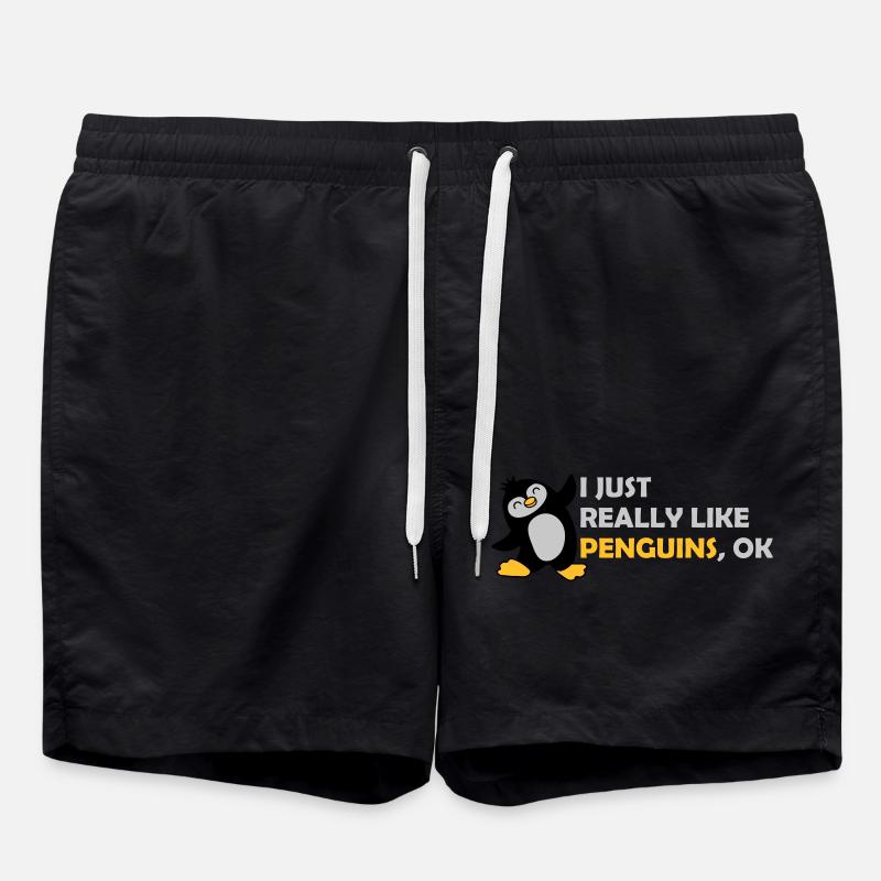 I just like penguins - Swim Trunks - black