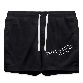 Plongeurs blanc - Short de bain - noir - Devant - AI Model Male 185 light (185cm)