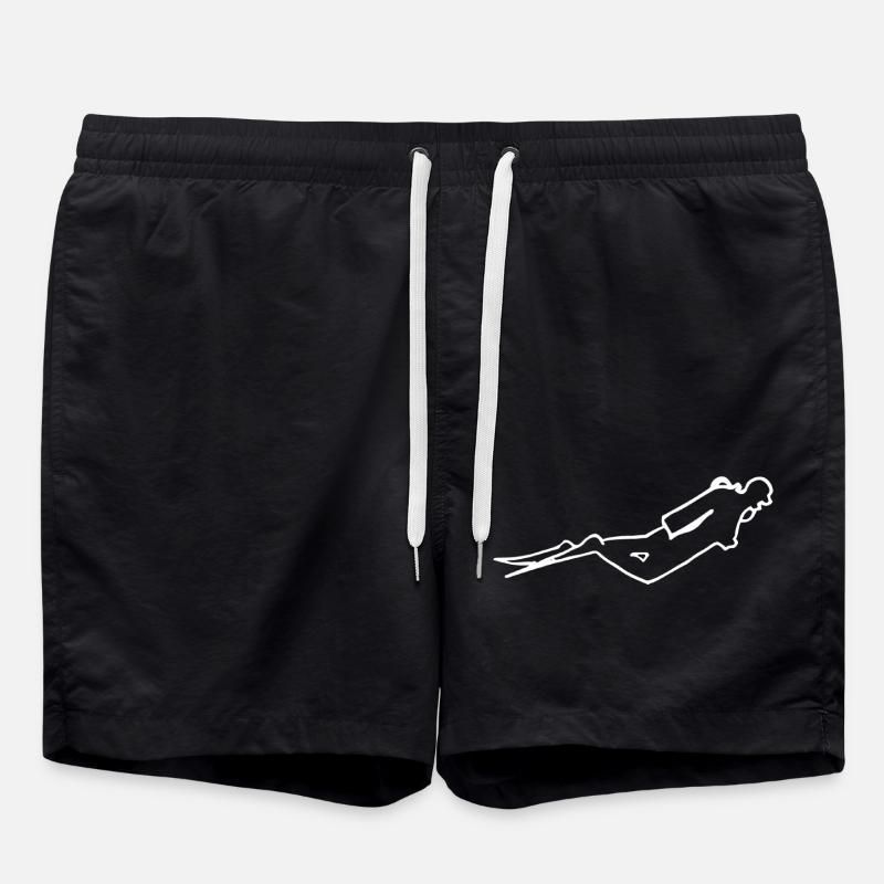 Divers white - Swim Trunks - black