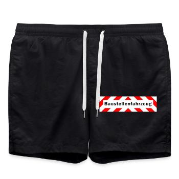 Baustellenfahrzeug Hinweis Warnung - Badeshorts - Schwarz - Vorne - AI Model Male 185 light (185cm)