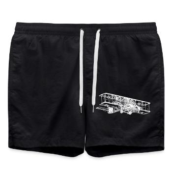 Illustration de la boîte de biplan vintage volant - Short de bain - noir - Devant - AI Model Male 185 light (185cm)