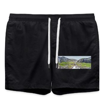 Trollstigen, Tverelva Landscape Stigfossen Norway - Swim Trunks - black - Front - AI Model Male 185 light (185cm)