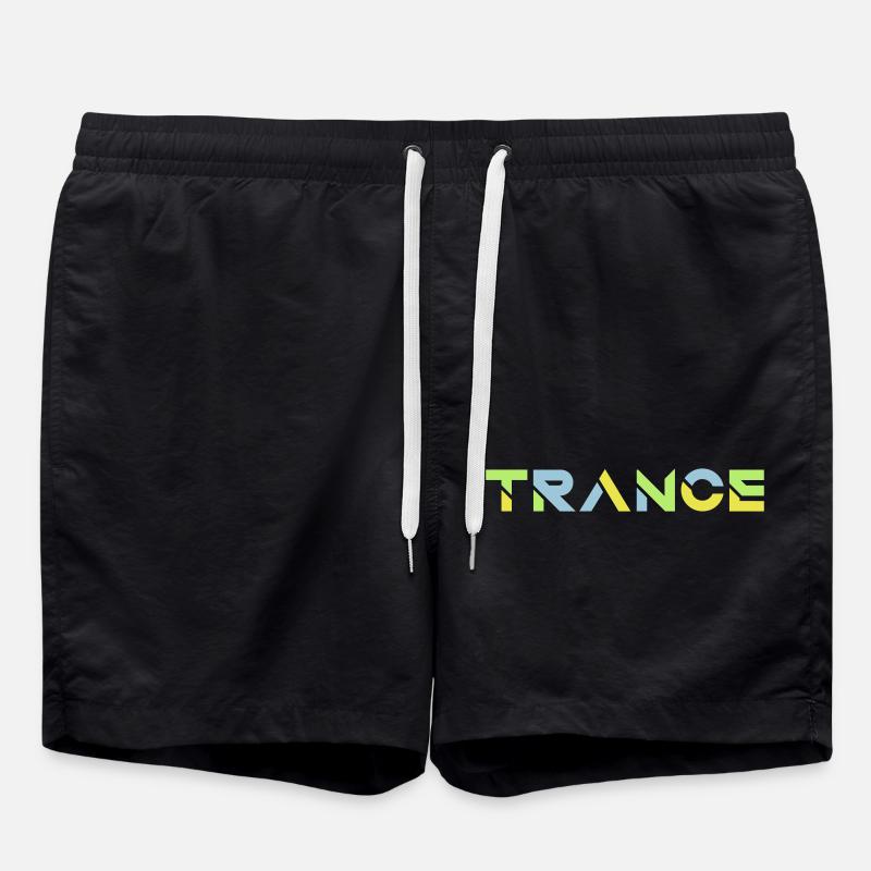 Text Trance Lettering Design - Swim Trunks - black