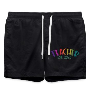 Enseignant Est. 2023 Diplôme d’enseignant Cadeau d’enseignant - Short de bain - noir - Devant - AI Model Male 185 light (185cm)