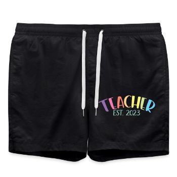 Enseignant Est. 2023 Diplôme d’enseignant Cadeau d’enseignant - Short de bain - noir - Devant - AI Model Male 185 light (185cm)
