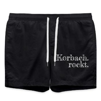 Korbach rockt - Textdesign mit Stadtnamen - Badeshorts - Schwarz - Vorne - AI Model Male 185 light (185cm)