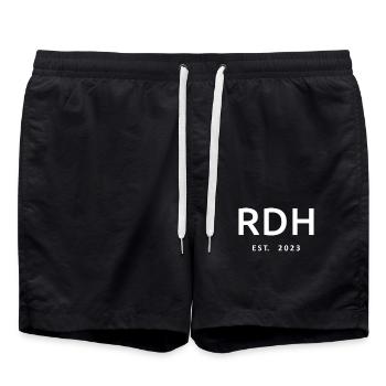 RDH Est. 2023 Registrierter Dentalhygieniker Geschenk - Badeshorts - Schwarz - Vorne - AI Model Male 185 light (185cm)