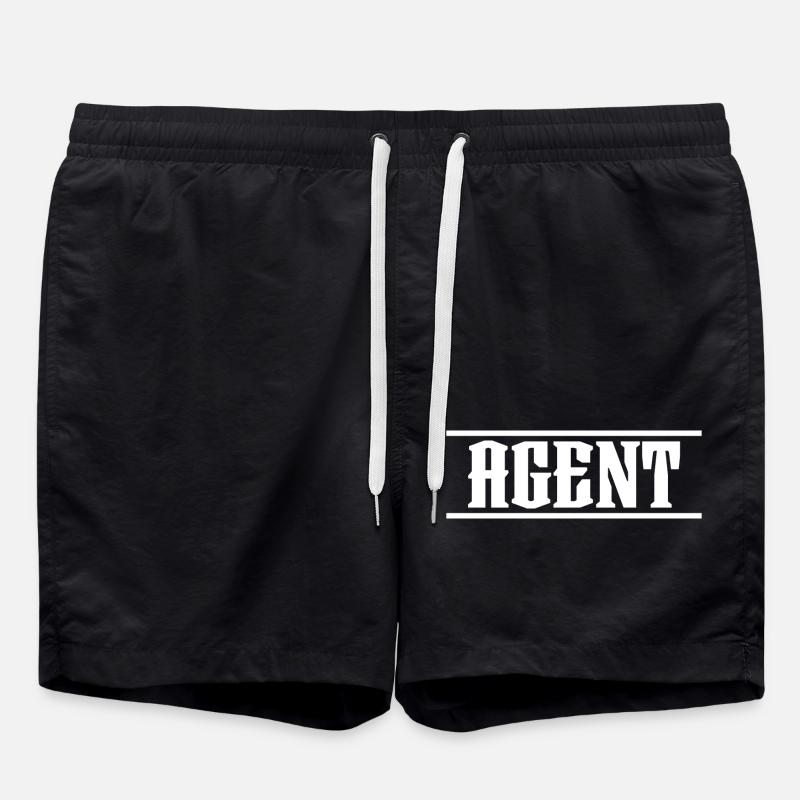 white Design Agent - Badeshorts - Schwarz