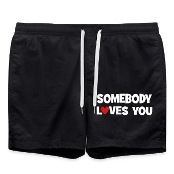 Jemand liebt Dich - Badeshorts - Schwarz - Vorne - AI Model Male 185 light (185cm)