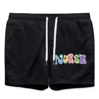 Cool Flower Nurse Cadeau pour les infirmières futures infirmières - Short de bain - noir - Devant - AI Model Male 185 light (185cm)