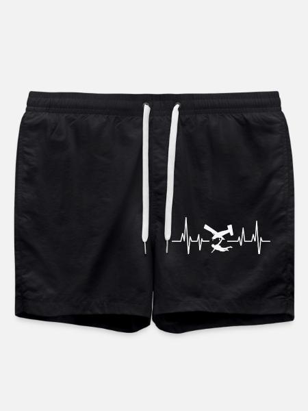Skydiving Skydiver Heartbeat - Swim Trunks - black