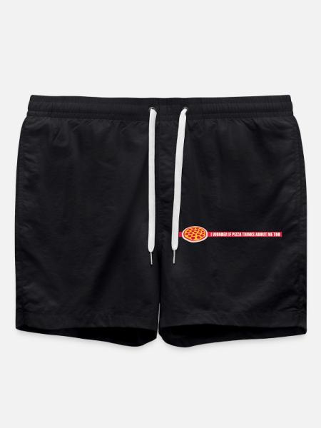 pizza thinks about me - Swim Trunks - black