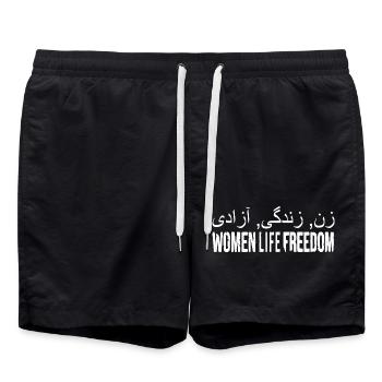 Women life freedom iran - Swim Trunks - black - Front - AI Model Male 185 light (185cm)