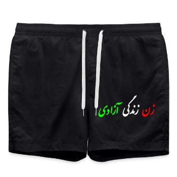 Women life freedom iran - Swim Trunks - black - Front - AI Model Male 185 light (185cm)