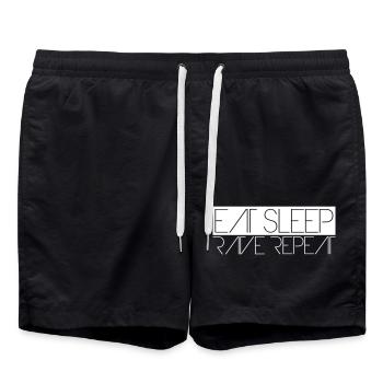 Eat Sleep Rave Repeat Essen Schlafen Raven Spruch - Badeshorts - Schwarz - Vorne - AI Model Male 185 light (185cm)