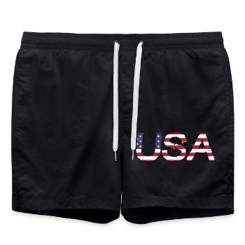 Les États-Unis aux couleurs du drapeau américain drapeau - Short de bain - noir - Devant - AI Model Male 185 light (185cm)