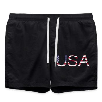 Les États-Unis aux couleurs du drapeau américain drapeau - Short de bain - noir - Devant - AI Model Male 185 light (185cm)