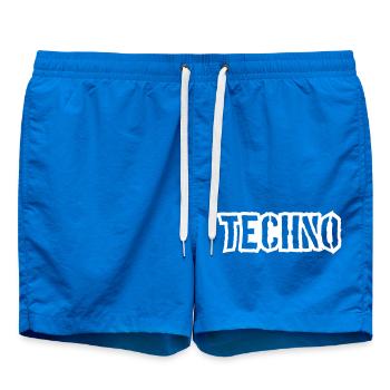 Techno Liebe Zitat Spruch Musik Party Feiern Logo - Badeshorts - Cobalt blue - Vorne