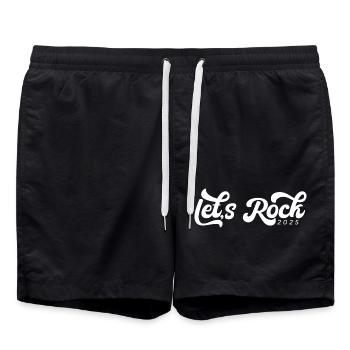 Let's Rock 2025, Retro Aesthetic Tee - Swim Trunks - black - Front - AI Model Male 185 light (185cm)