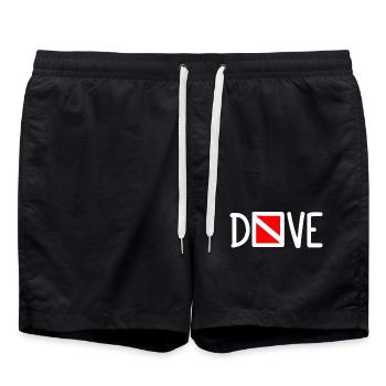Dive Diver Down Flag Scuba Diving Taucher Tauchen - Swim Trunks - black - Front - AI Model Male 185 light (185cm)