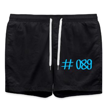 #089 - 089 Vorwahl München Telefon telefonieren - Badeshorts - Schwarz - Vorne - AI Model Male 185 light (185cm)