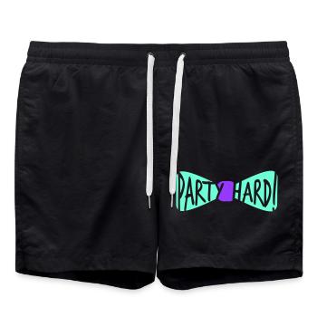 Party Hard Crew Fliege Team Club Freunde Feiern - Badeshorts - Schwarz - Vorne - AI Model Male 185 light (185cm)