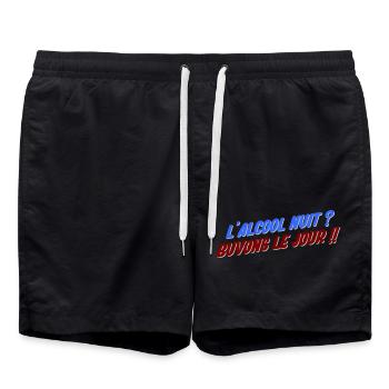 humour alcool - Short de bain - noir - Devant - AI Model Male 185 light (185cm)