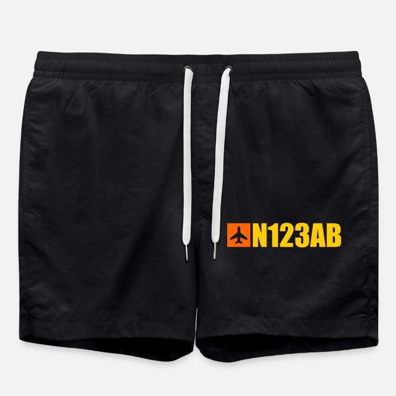 Custom Aviation - Airplane - Flying - Pilot - Swim Trunks - black