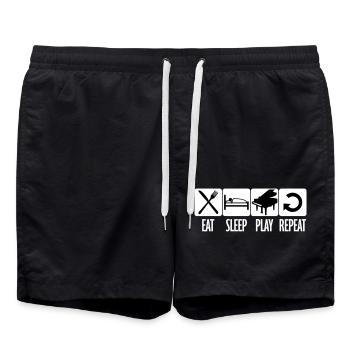 Eat Sleep Piano Repeat Daily Eat Sleep Play - Swim Trunks - black - Front - AI Model Male 185 light (185cm)