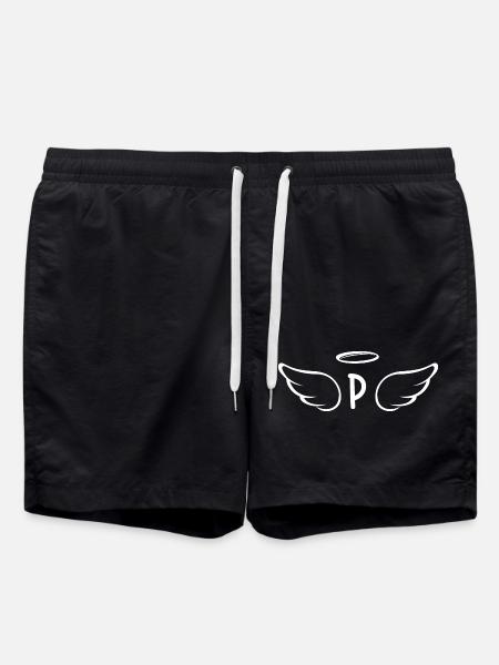 Lettre p ailes d’ange - Short de bain - noir