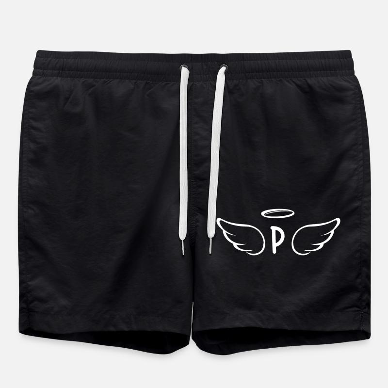 Lettre p ailes d’ange - Short de bain - noir