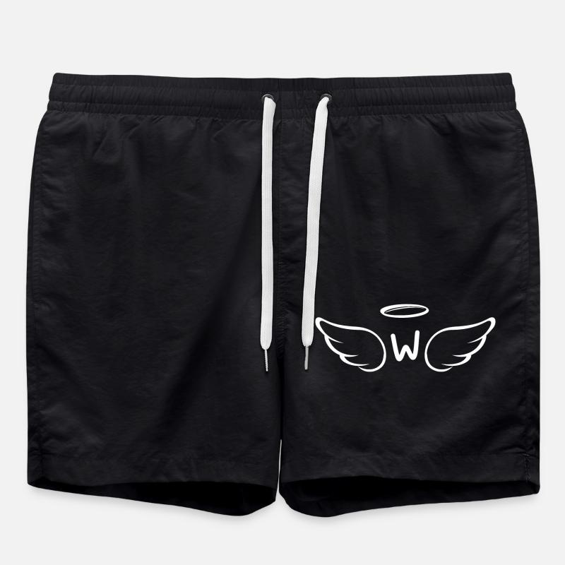 Lettre w ailes d’ange - Short de bain - noir