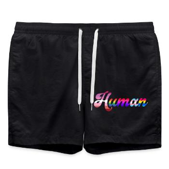 Human rights lgbtq equality gender - Swim Trunks - black - Front - AI Model Male 185 light (185cm)