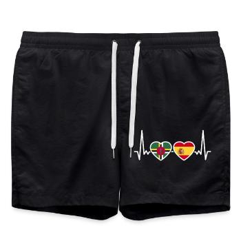 Dominica Spain Heartbeat Flag Dominicans - Swim Trunks - black - Front - AI Model Male 185 light (185cm)