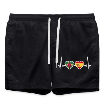Dominica Spain Vintage Heartbeat Flag - Swim Trunks - black - Front - AI Model Male 185 light (185cm)