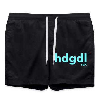 hdgdl hab dich ganz doll liebY2K türkis - Badeshorts - Schwarz - Vorne - AI Model Male 185 light (185cm)