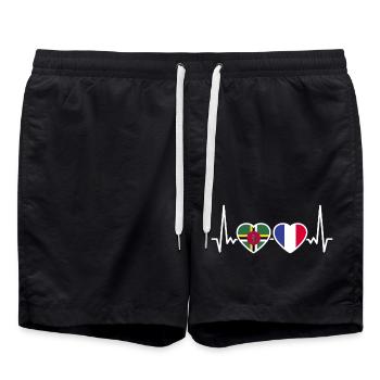 Dominica France Heartbeat Flag Dominicans - Swim Trunks - black - Front - AI Model Male 185 light (185cm)