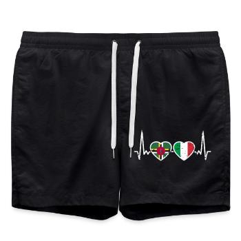 Dominica Italy Vintage Heartbeat Flag - Swim Trunks - black - Front - AI Model Male 185 light (185cm)