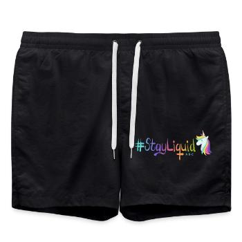 #StayLiquid Einhorn - Badeshorts - Schwarz - Vorne - AI Model Male 185 light (185cm)