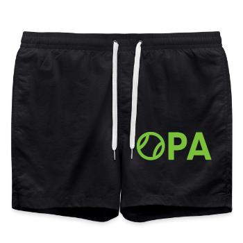 Opa Tennis Spielen Tennisspieler - Badeshorts - Schwarz - Vorne - AI Model Male 185 light (185cm)