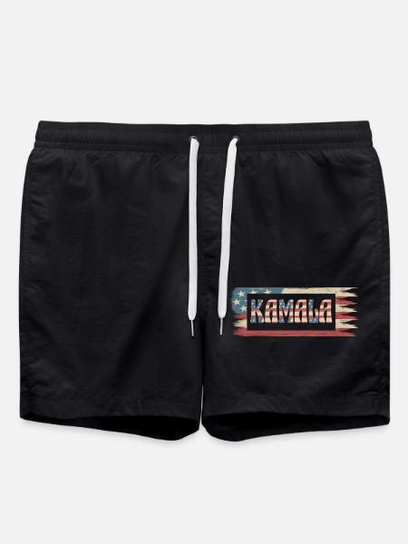 Kamala Harris president amerikanische Flagge retro - Badeshorts - Schwarz