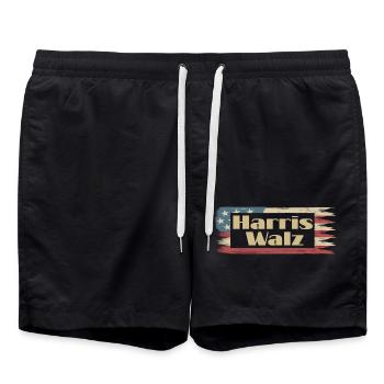 Harris Walz American Flag vintage - Swim Trunks - black - Front - AI Model Male 185 light (185cm)