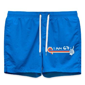 I Am 67 Plus Middle Finger - 68th Birthday - Swim Trunks - cobalt blue - Front